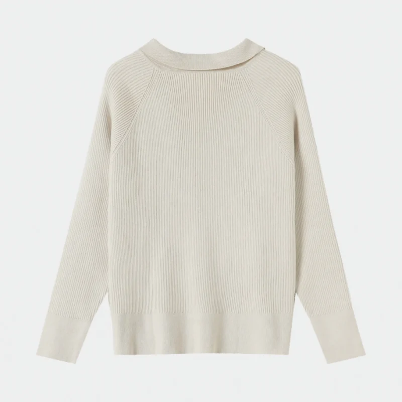 beige half zip polo knit top