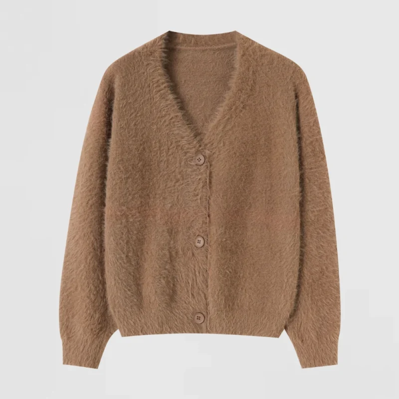 brown fuzzy cardigan