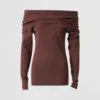 chocolate off shoulder knit top