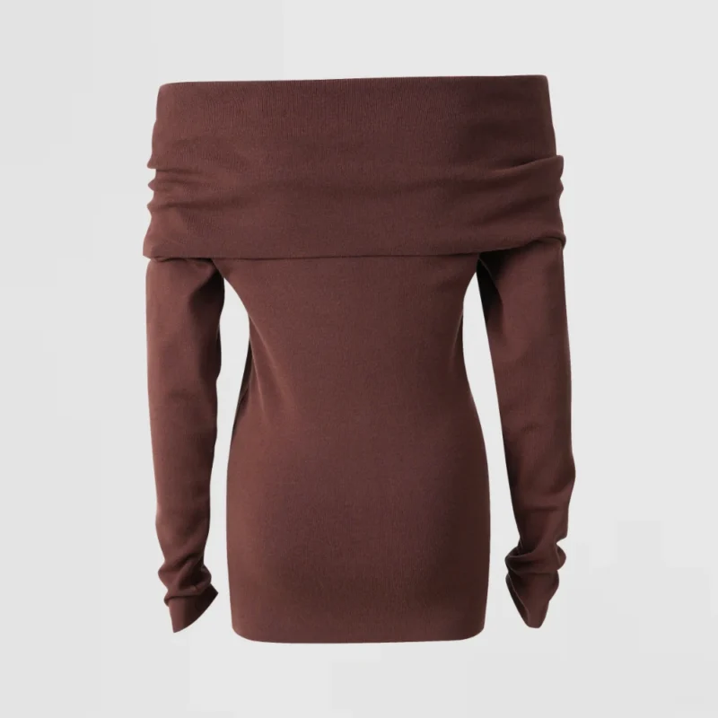 chocolate off shoulder knit top
