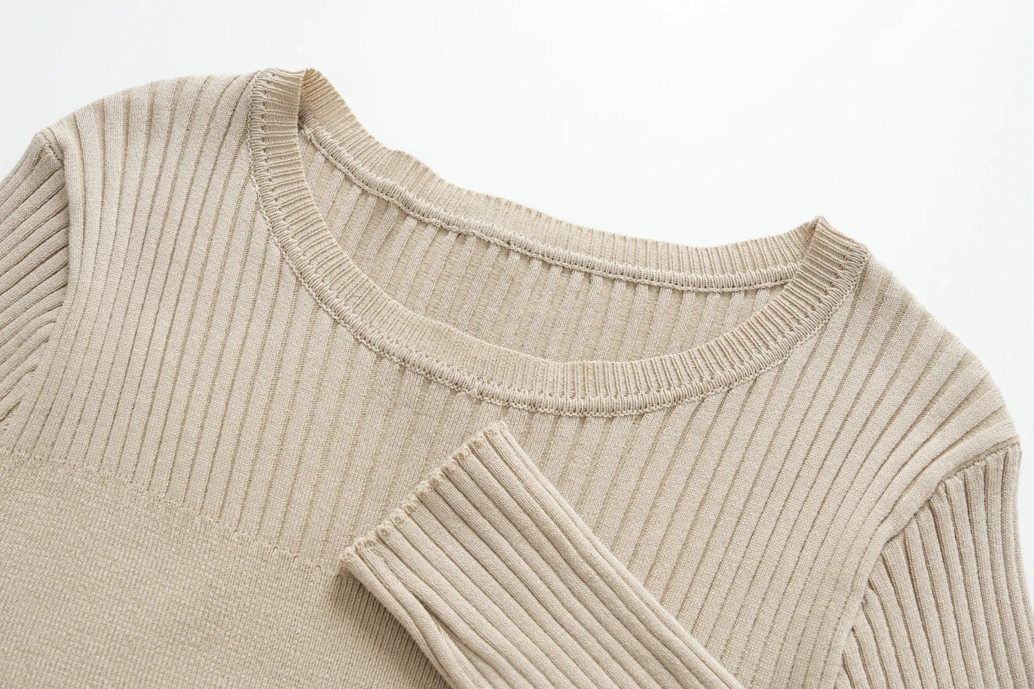 beige ribbed knit dress