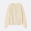 cream textured knit cardigan
