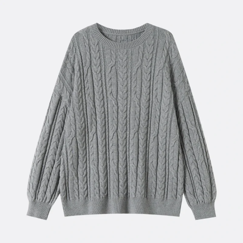 grey cable knit sweater