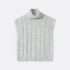 light grey cable knit turtleneck vest