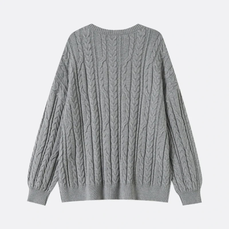 grey cable knit sweater