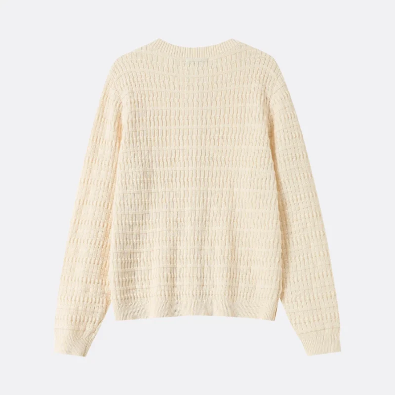 cream textured knit cardigan